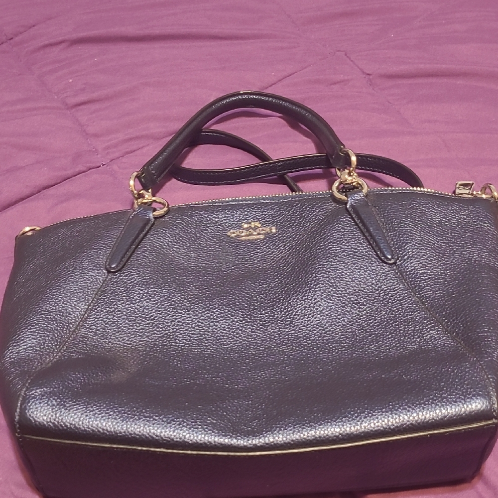 Coach Black Leather Satchel with Gold Accents
